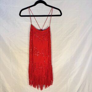 Free People Red Bead & Tassel Dress
